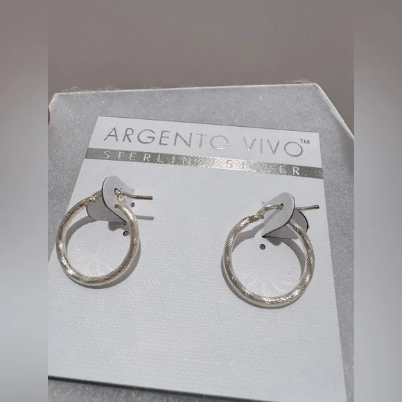 NWT Argento Vivo Sterling Silver Hoop Earrings - Picture 2 of 7